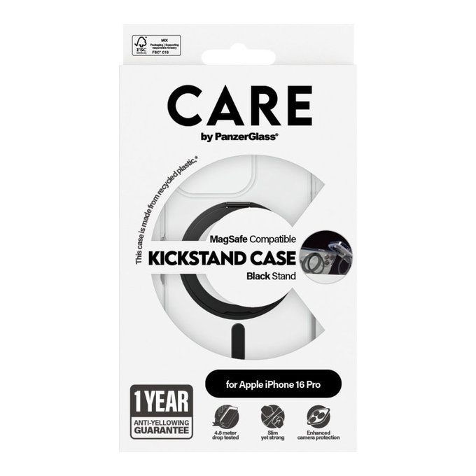 Pouzdro Kickstand s MagSafe pro iPhone 16 Pro, Černá, CARE
