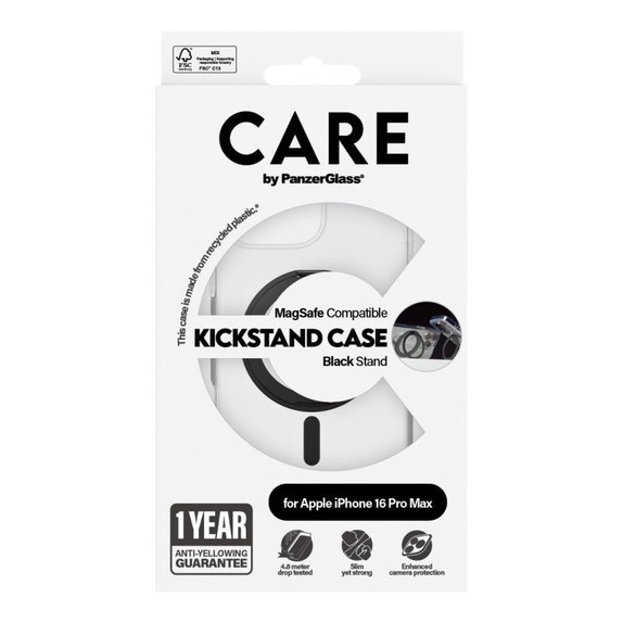 Pouzdro Kickstand s MagSafe pro iPhone 16 Pro Max, Černá, CARE