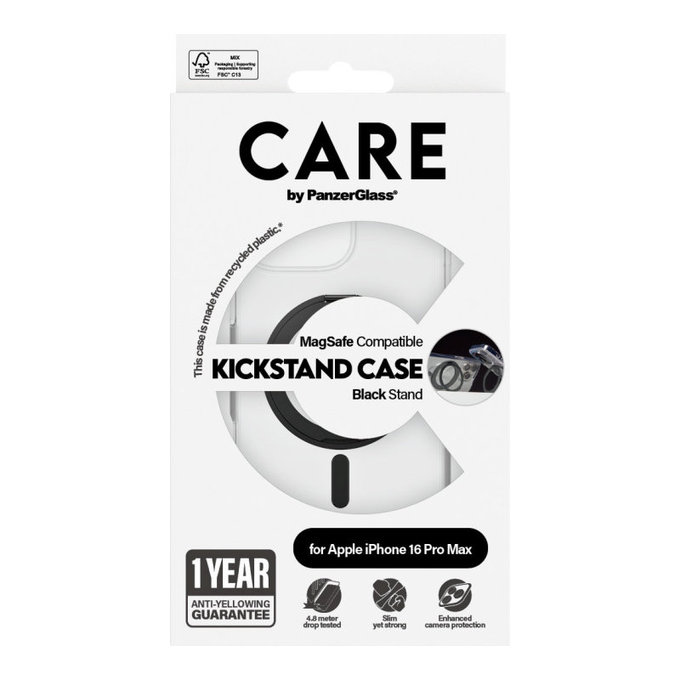 Pouzdro Kickstand s MagSafe pro iPhone 16 Pro Max, Černá, CARE