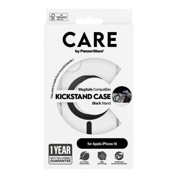 Pouzdro Kickstand s MagSafe pro iPhone 16, Černá, CARE