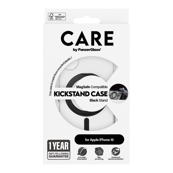 Pouzdro Kickstand s MagSafe pro iPhone 16, Černá, CARE