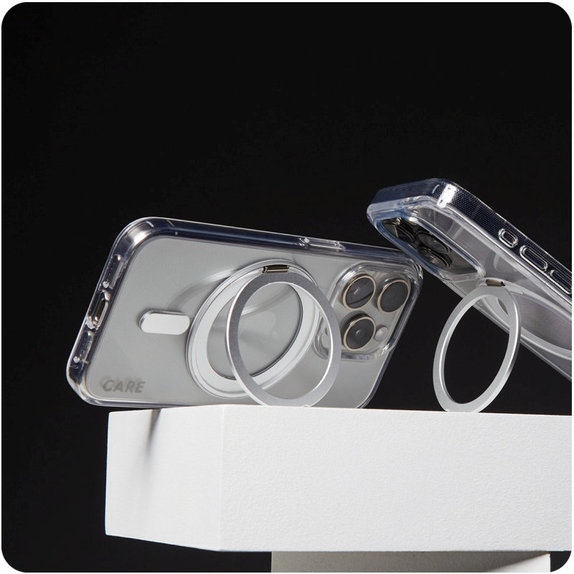 Pouzdro Kickstand s MagSafe pro iPhone 16 Pro, Stříbrná, CARE
