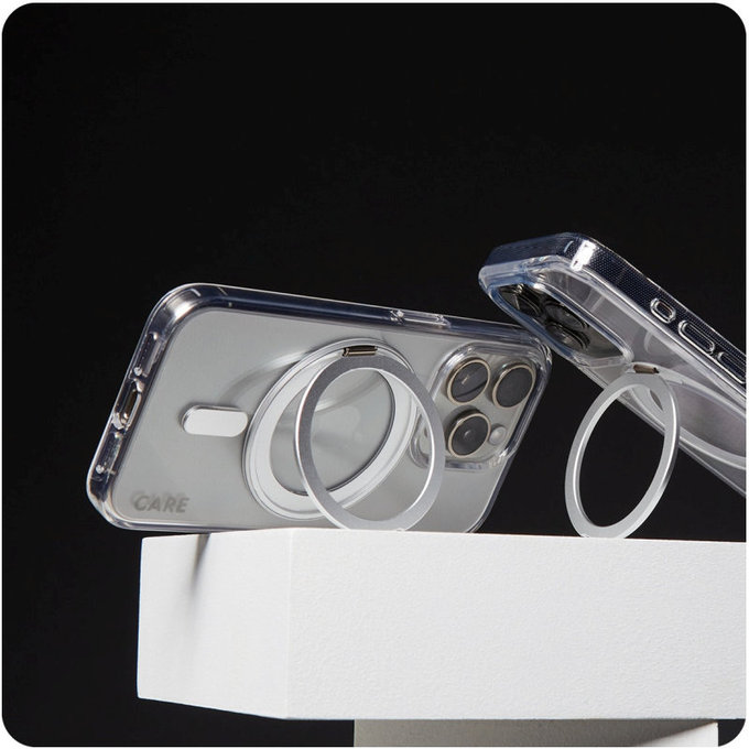 Pouzdro Kickstand s MagSafe pro iPhone 16 Pro, Stříbrná, CARE