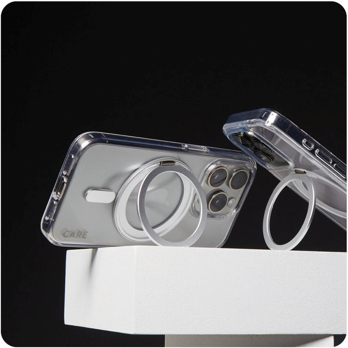 Pouzdro Kickstand s MagSafe pro iPhone 16 Pro Max, Stříbrná, CARE
