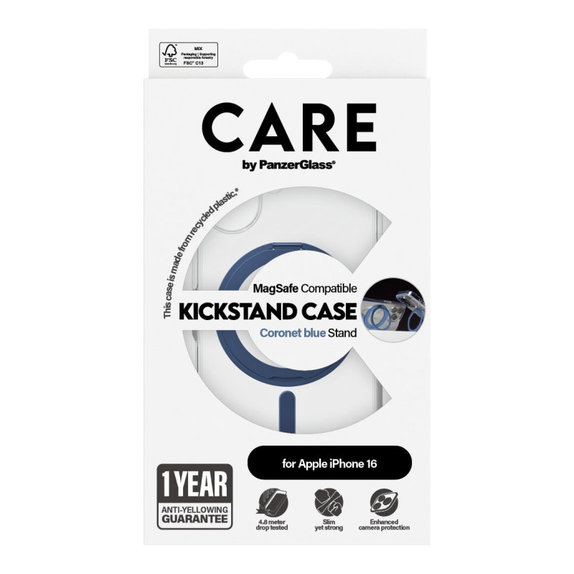 Pouzdro Kickstand s MagSafe pro iPhone 16, Modrá, CARE