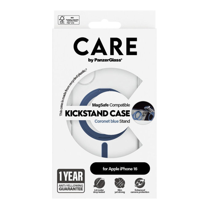 Pouzdro Kickstand s MagSafe pro iPhone 16, Modrá, CARE
