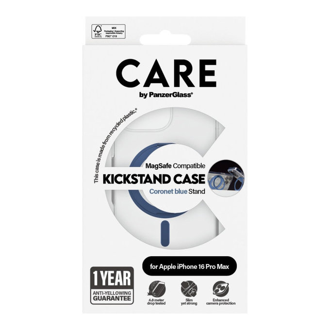 Pouzdro Kickstand s MagSafe pro iPhone 16 Pro Max, Modrá, CARE