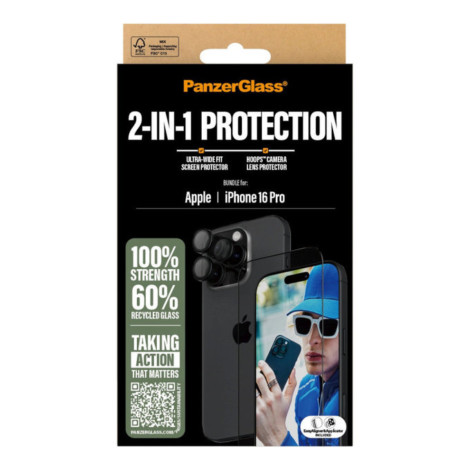 Bundle Hoops + Tvrzené sklo UWF pro iPhone 16 Pro, PanzerGlass