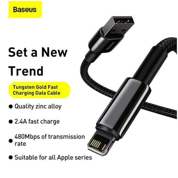 Baseus - Kabel Lightning/USB, 1.5m, černá