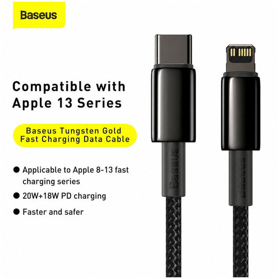 Baseus - Kabel Lightning/USB-C, 1.5m, černá