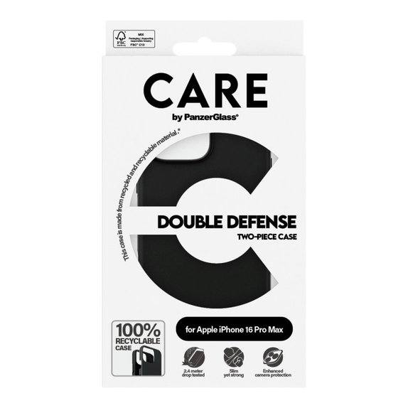 Pouzdro Double Defense pro iPhone 16 Pro Max, Černá, CARE