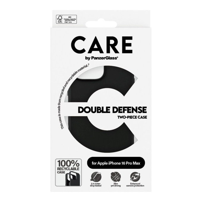 Pouzdro Double Defense pro iPhone 16 Pro Max, Černá, CARE