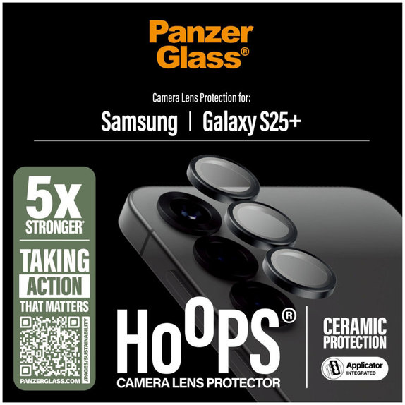 Ochranný kryt objektivu Hoops Ceramic pro Samsung S25+, Černá, PanzerGlass