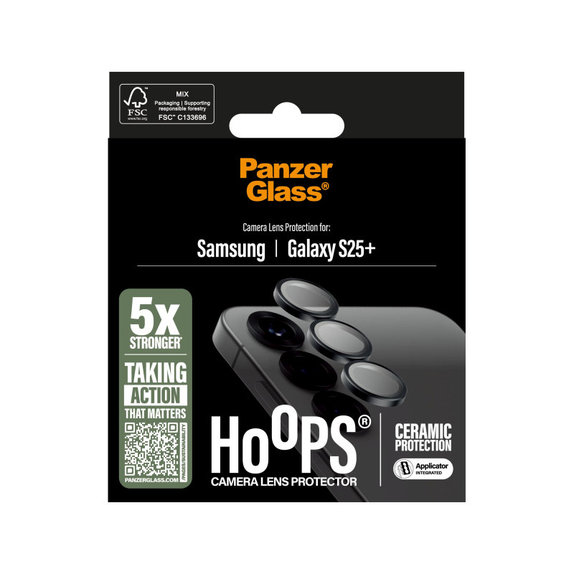 Ochranný kryt objektivu Hoops Ceramic pro Samsung S25+, Černá, PanzerGlass