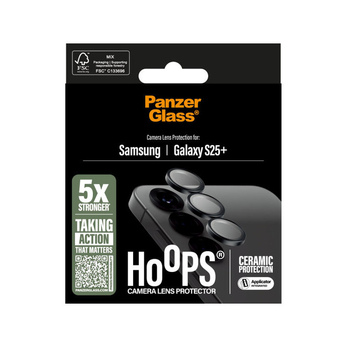 Ochranný kryt objektivu Hoops Ceramic pro Samsung S25+, Černá, PanzerGlass