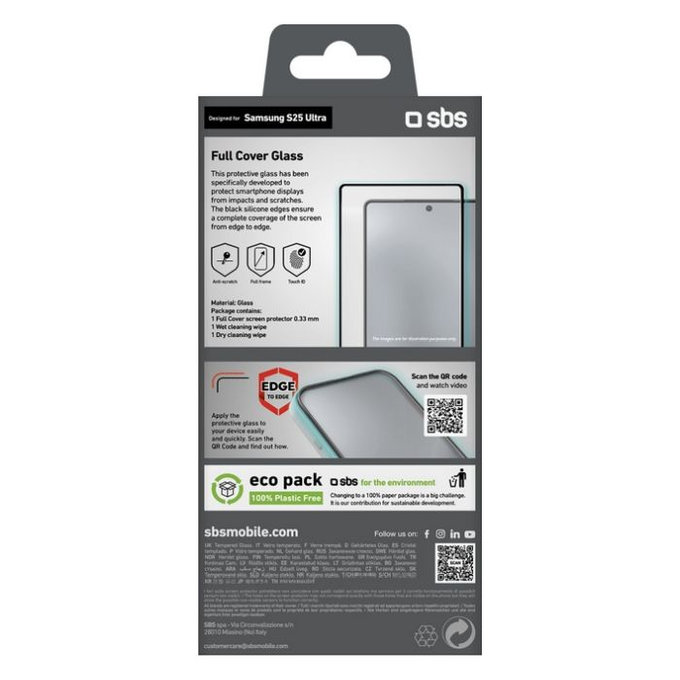 SBS - Tvrzené Sklo Full Cover pro Samsung Galaxy S25 Ultra, černá