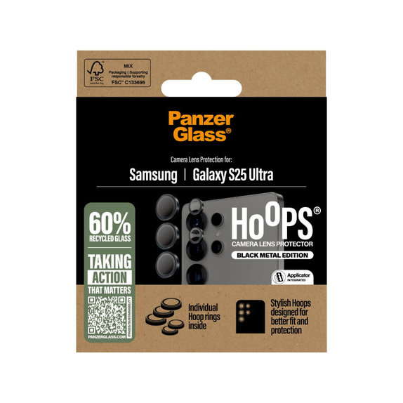 Ochranný kryt objektivu Hoops pro Samsung S25 Ultra, Černá, PanzerGlass