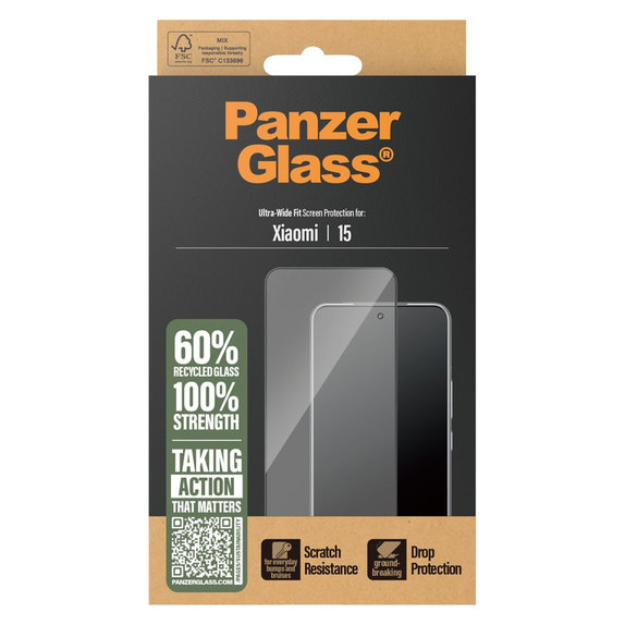 Tvrzené sklo UWF pro Xiaomi 15, Černá, PanzerGlass