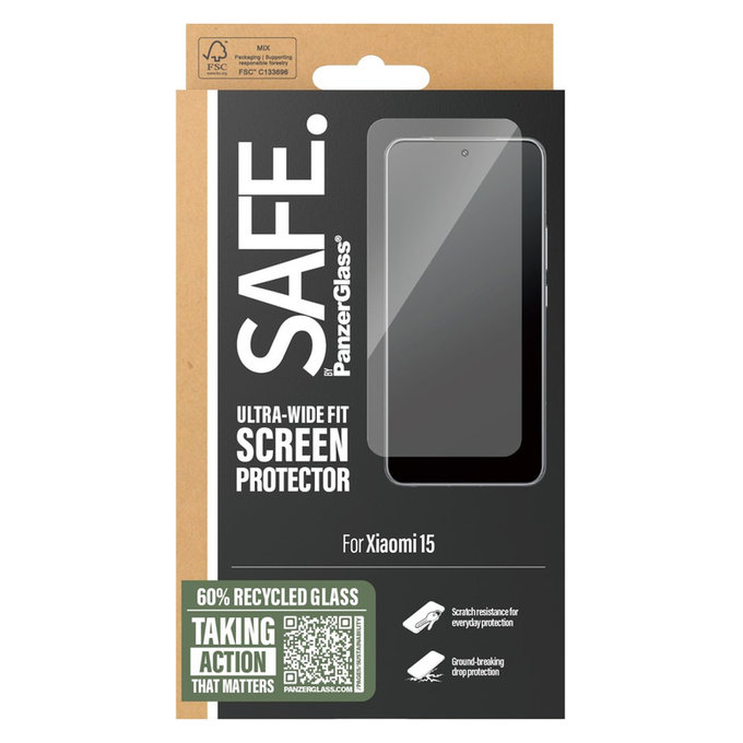 Tvrzené sklo UWF pro Xiaomi 15, Černá, SAFE by PanzerGlass