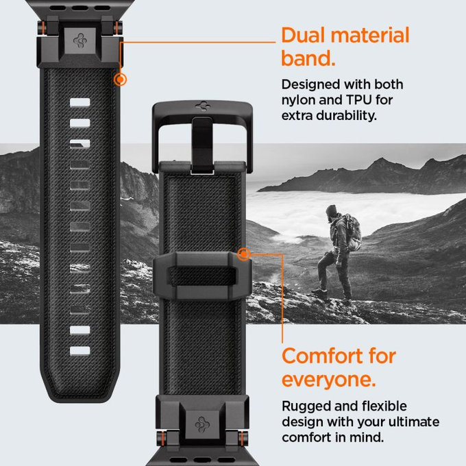 Spigen - Řemínek Durapro Armor pro Apple Watch (42, 44, 45, 49mm), Black Edition