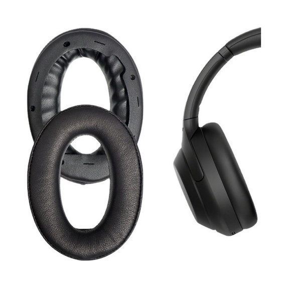 Náhradní Náušníky pro Sony WH-1000XM4, Paměťová pěna + PU kůže, Černé, 1 pár