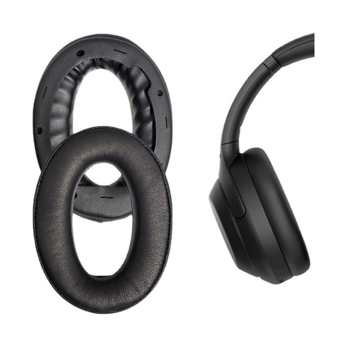 Náhradní Náušníky pro Sony WH-1000XM4, Paměťová pěna + PU kůže, Černé, 1 pár
