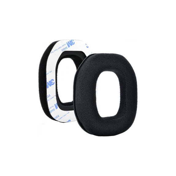 Náhradní Náušníky pro Logitech Astro A40, A50, Paměťová pěna + Látkové, Černé, 1 pár