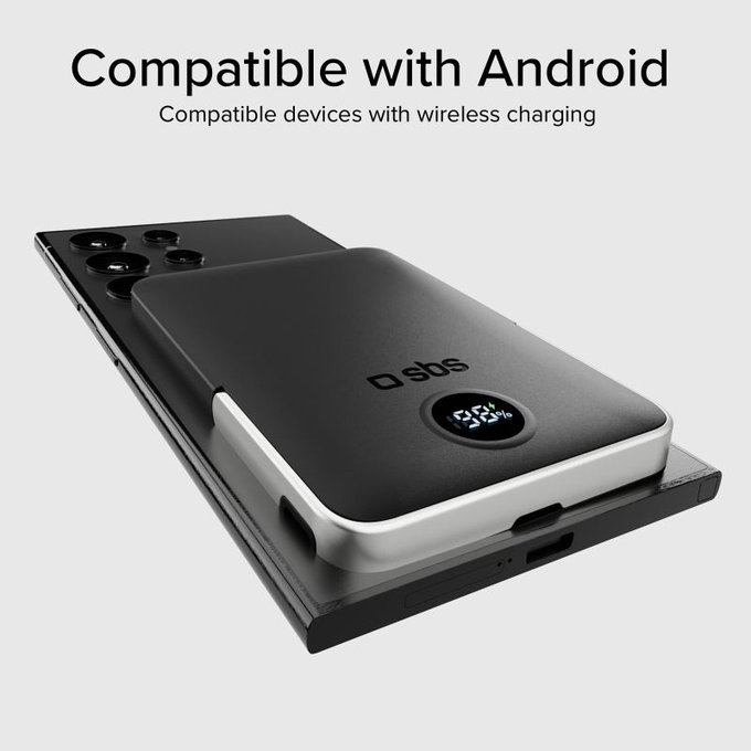 SBS - PowerBank 5000mAh, 20W, Power Delivery, Mag Stand, černá