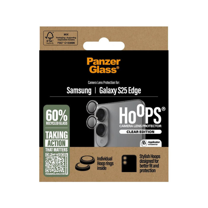 Ochranný kryt objektivu Hoops pro Samsung S25 Edge, Čirá, PanzerGlass