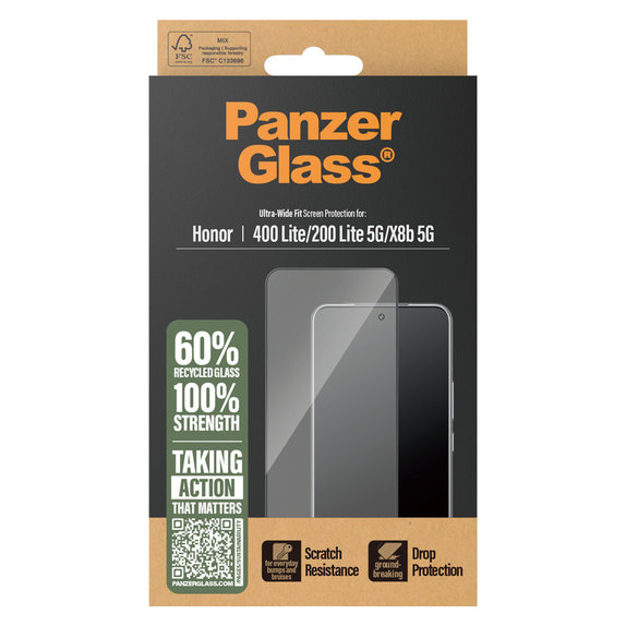 Tvrzené sklo UWF pro Honor 400 Lite, Černá, PanzerGlass