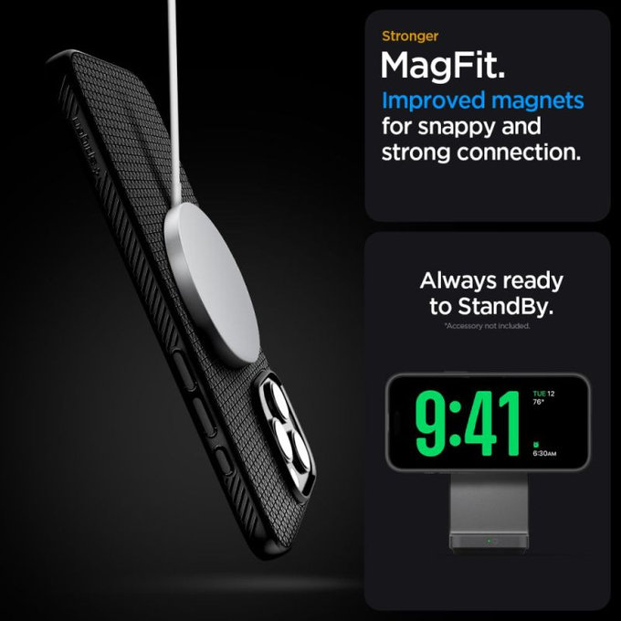 Spigen - Pouzdro Liquid Air "T" s MagSafe pro iPhone 16 Pro Max, Matte Black