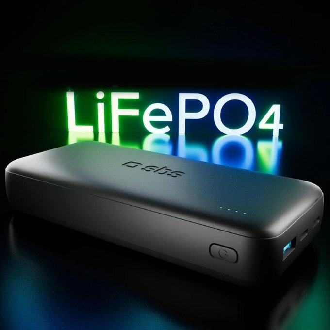 SBS - PowerBank 20000mAh, 10W, Infinity, LiFePO4, USB-C/USB-A, černá
