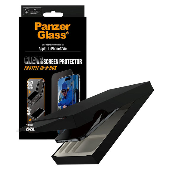 Tvrzené sklo UWF s Fastfit pro iPhone Air, Černá, PanzerGlass