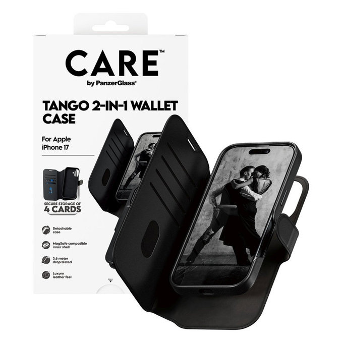 Pouzdro Wallet Tango Two-In-One s MagSafe pro iPhone 17, Černá, CARE