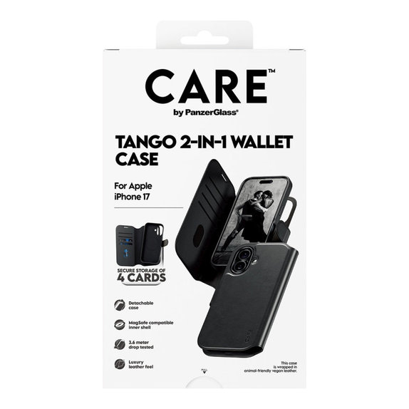 Pouzdro Wallet Tango Two-In-One s MagSafe pro iPhone 17, Černá, CARE