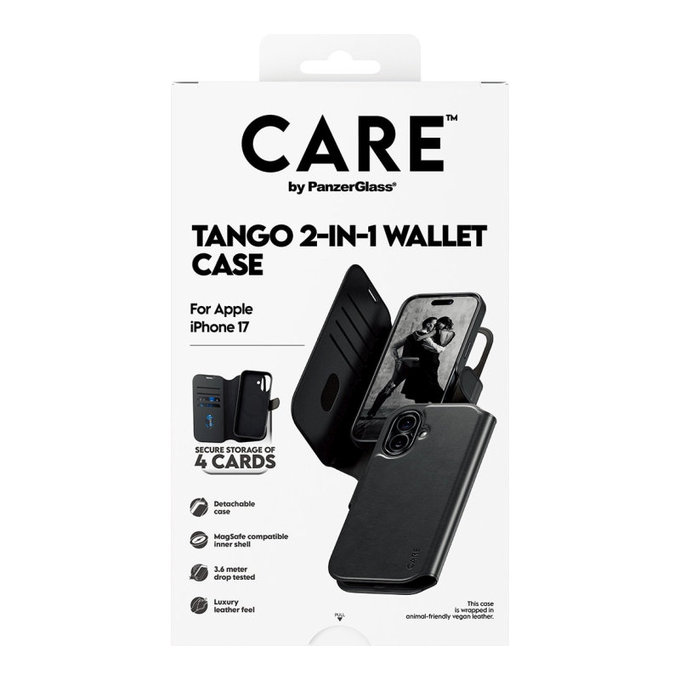 Pouzdro Wallet Tango Two-In-One s MagSafe pro iPhone 17, Černá, CARE