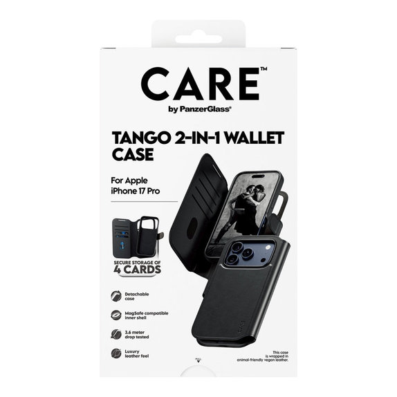 Pouzdro Wallet Tango Two-In-One s MagSafe pro iPhone 17 Pro, Černá, CARE