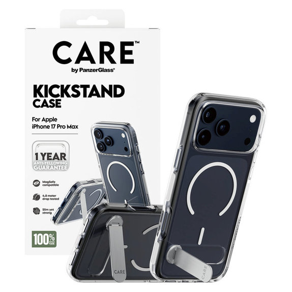 Pouzdro Kickstand pro iPhone 17 Pro Max, transparentní, PanzerGlass