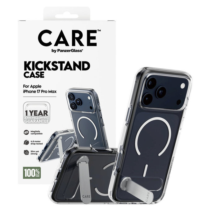 Pouzdro Kickstand pro iPhone 17 Pro Max, transparentní, PanzerGlass