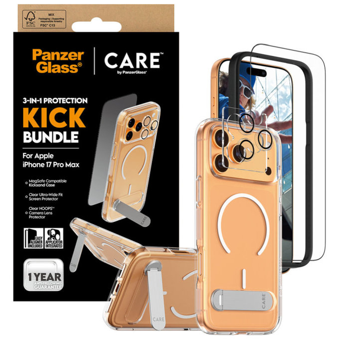 Bundle 3v1 Kick pro iPhone 17 Pro Max, PanzerGlass