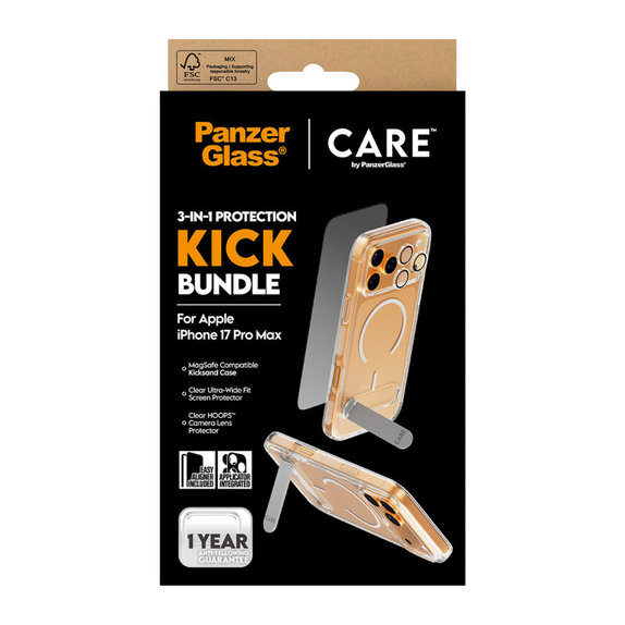 Bundle 3v1 Kick pro iPhone 17 Pro Max, PanzerGlass