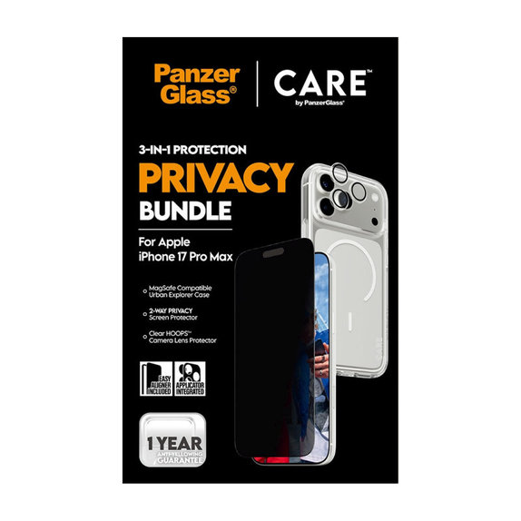 Bundle 3v1 Privacy pro iPhone 17 Pro Max, PanzerGlass