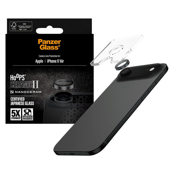 Ochranný kryt objektivu Hoops Ceramic II pro iPhone Air, Černá, PanzerGlass