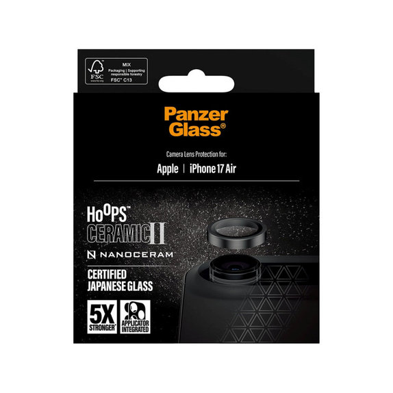 Ochranný kryt objektivu Hoops Ceramic II pro iPhone Air, Černá, PanzerGlass