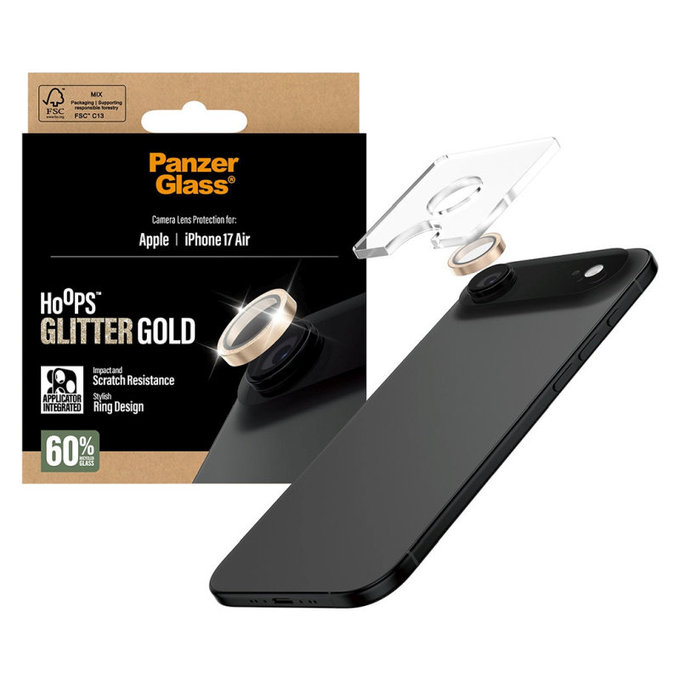 Ochranný kryt objektivu Hoops pro iPhone Air, Glitter Gold, PanzerGlass