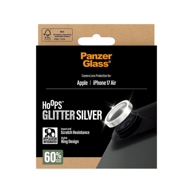 Ochranný kryt objektivu Hoops pro iPhone Air, Glitter Silver, PanzerGlass