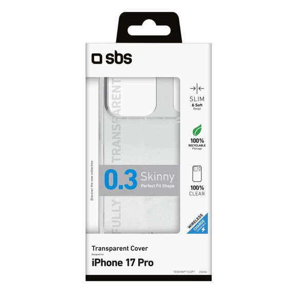 SBS - Pouzdro Skinny pro iPhone 17 Pro, transparentní