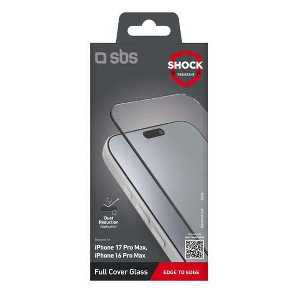 SBS - Tvrzené sklo Full Cover pro iPhone 17 Pro Max/16 Pro Max, černá