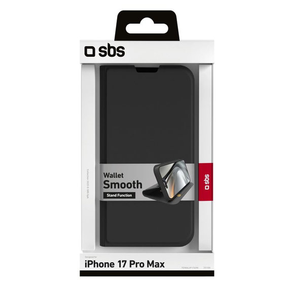 SBS - Pouzdro Book Wallet Smooth pro iPhone 17 Pro Max, černá