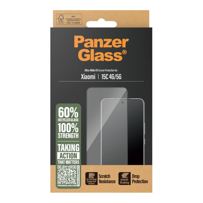 Tvrzené sklo UWF pro Xiaomi 15C/15C 5G, Černá, PanzerGlass